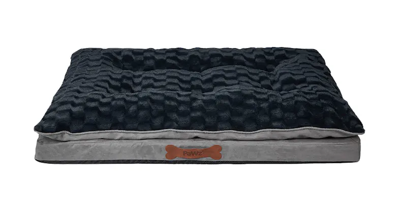 PaWz Plush Calming Cosy Pet Bed Mat with Pillow Medium – Grey PaWz Plush Calming Cosy Pet Bed Mat with Pillow Medium – Grey