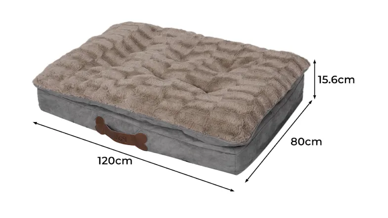 PaWz Plush Calming Cosy Pet Bed Mat with Pillow Extra Large - Khaki PaWz Plush Calming Cosy Pet Bed Mat with Pillow Extra Large - Khaki