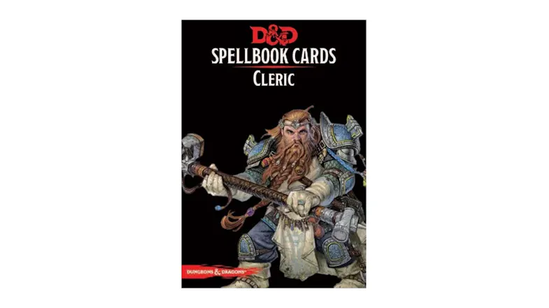 A boxed set of Dungeons & Dragons Spellbook Cards for the Cleric class A boxed set of Dungeons & Dragons Spellbook Cards for the Cleric class