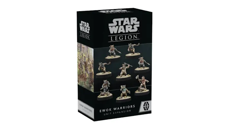 A box of Star Wars: Legion Ewok Warriors Unit Expansion. A box of Star Wars: Legion Ewok Warriors Unit Expansion.