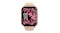 A close-up shot of a pink smartwatch. A close-up shot of a pink smartwatch.