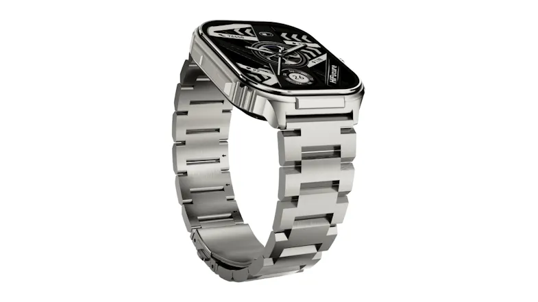The watch face includes intricate geometric patterns, multiple sub-dials, and the date. The watch face includes intricate geometric patterns, multiple sub-dials, and the date.