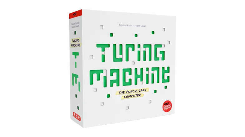 A white box cover of the Turing Machine Deduction Board Game A white box cover of the Turing Machine Deduction Board Game