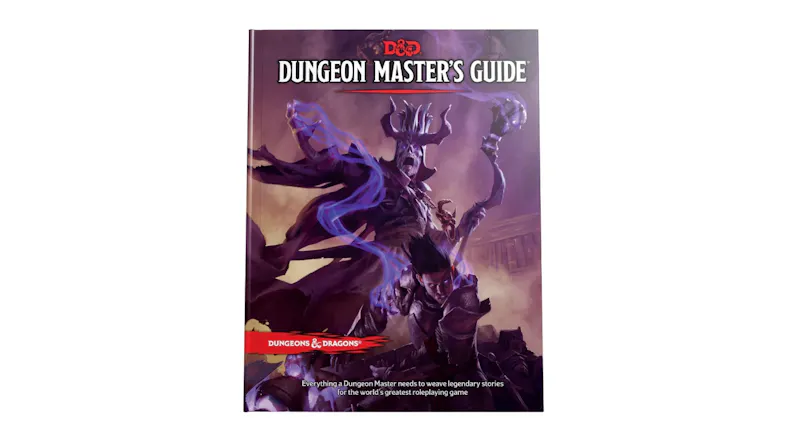 Cover of D&D Dungeon Master's Guide with a dark armoured figure and glowing purple aura. Cover of D&D Dungeon Master's Guide with a dark armoured figure and glowing purple aura.