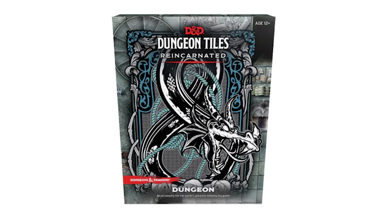 A stylised dragon on a gothic cover for D&D Dungeon Tiles Reincarnated Dungeon A stylised dragon on a gothic cover for D&D Dungeon Tiles Reincarnated Dungeon