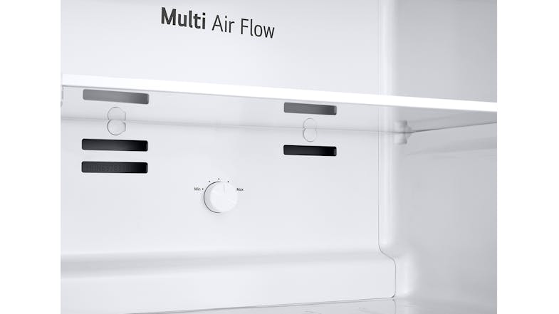 A close-up of an open freezer with settings from Min to MAX A close-up of an open freezer with settings from Min to MAX