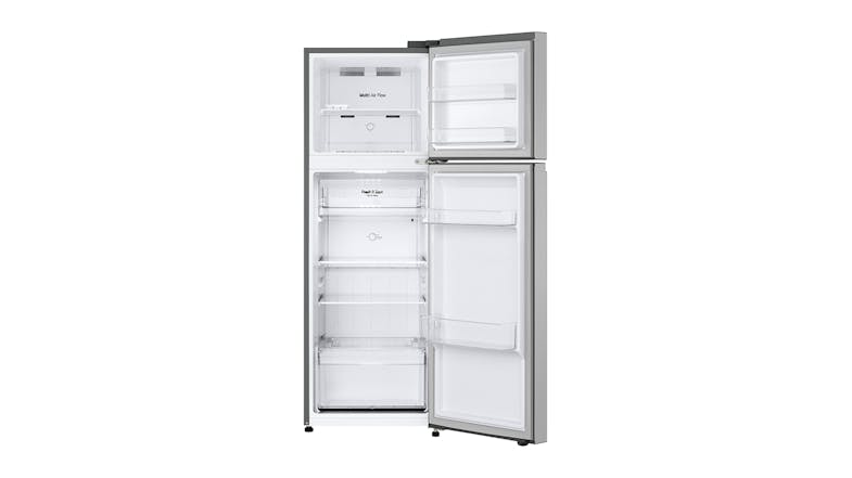 A two-door refrigerator with both compartments open A two-door refrigerator with both compartments open