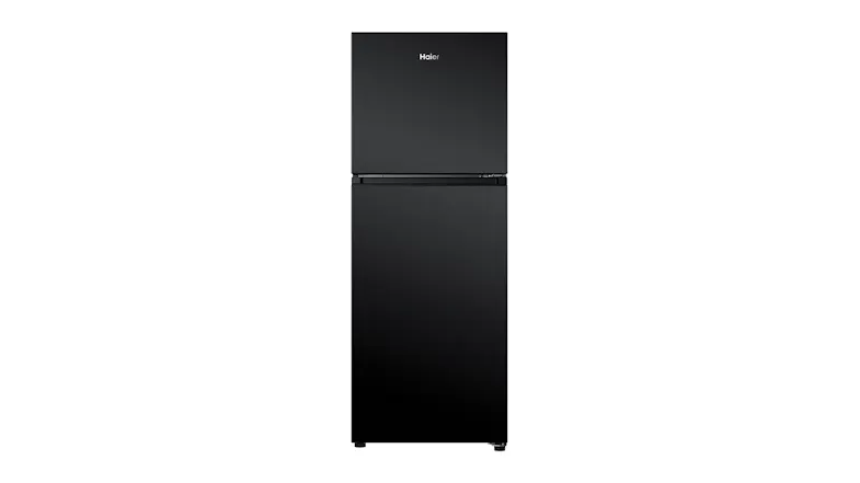 A black Haier 208L top-mount fridge with freezer A black Haier 208L top-mount fridge with freezer