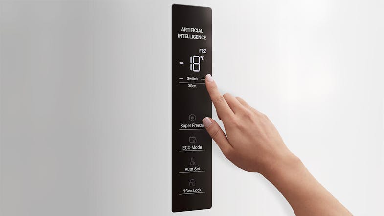 A person interacting with a freezer’s digital control panel A person interacting with a freezer’s digital control panel