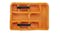 Top view of an orange padded divider with black straps Top view of an orange padded divider with black straps