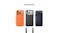 Three iPhone units with accessories attached like protective case, crossbody strap, and wallet Three iPhone units with accessories attached like protective case, crossbody strap, and wallet