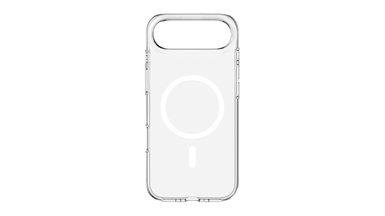 Front view of a clear phone case with MagSafe support Front view of a clear phone case with MagSafe support