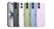 Four iPhone 17 5G models in black, white, sage, mist blue, and lavender are displayed side by side Four iPhone 17 5G models in black, white, sage, mist blue, and lavender are displayed side by side