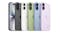 Four iPhone 17 5G models in black, white, sage, mist blue, and lavender are displayed side by side Four iPhone 17 5G models in black, white, sage, mist blue, and lavender are displayed side by side