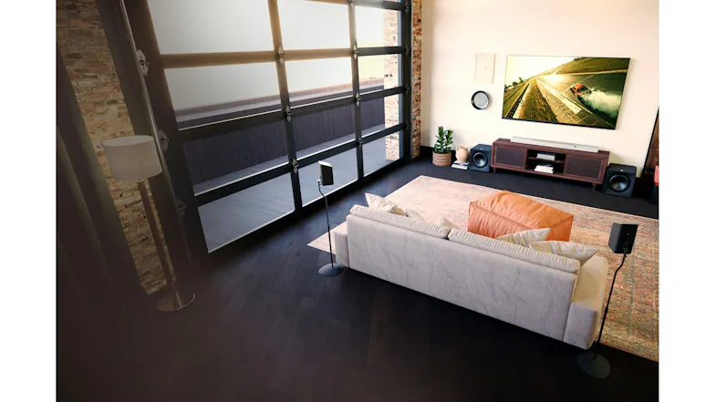 A sound system in a modern living space A sound system in a modern living space