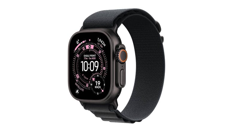 Apple Watch Ultra 3 with black titanium case and Black Alpine Loop Apple Watch Ultra 3 with black titanium case and Black Alpine Loop
