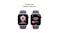 An infographic that shows two Apple smartwatch screens with text “Advanced safety features” An infographic that shows two Apple smartwatch screens with text “Advanced safety features”