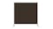 A dark brown rectangular divider with two black stands A dark brown rectangular divider with two black stands