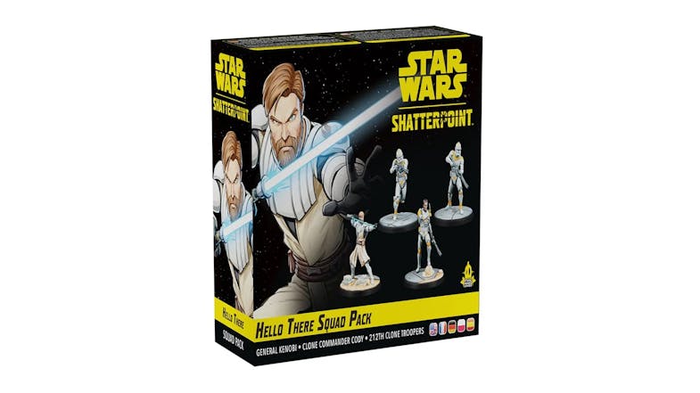 An illustrated box for the Star Wars Shatterpoint Squad Pack: Hello There! An illustrated box for the Star Wars Shatterpoint Squad Pack: Hello There!