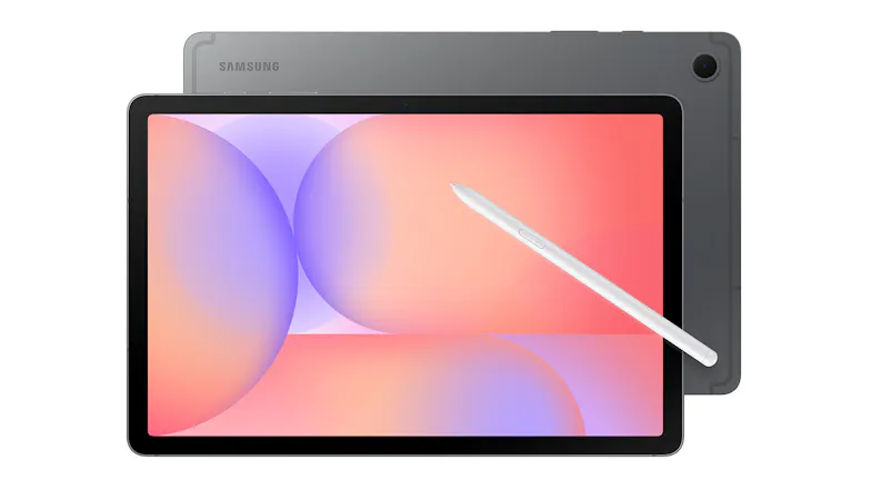 a view of a tablet’s front and back with a stylus sitting on top of it a view of a tablet’s front and back with a stylus sitting on top of it