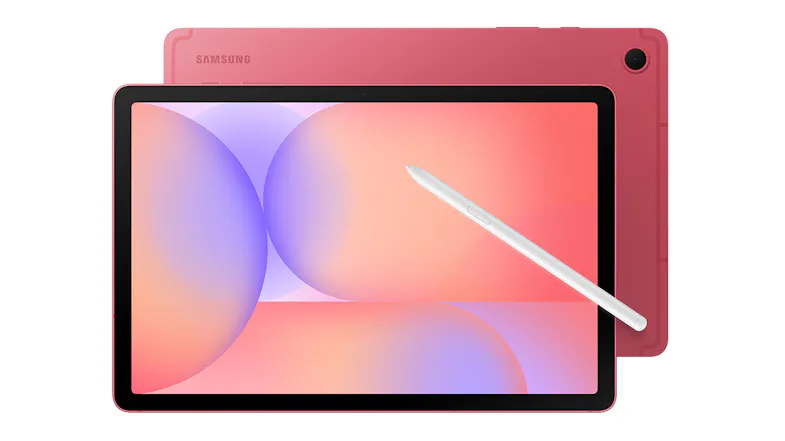 a view of a tablet’s front and back with a stylus sitting on top of it a view of a tablet’s front and back with a stylus sitting on top of it