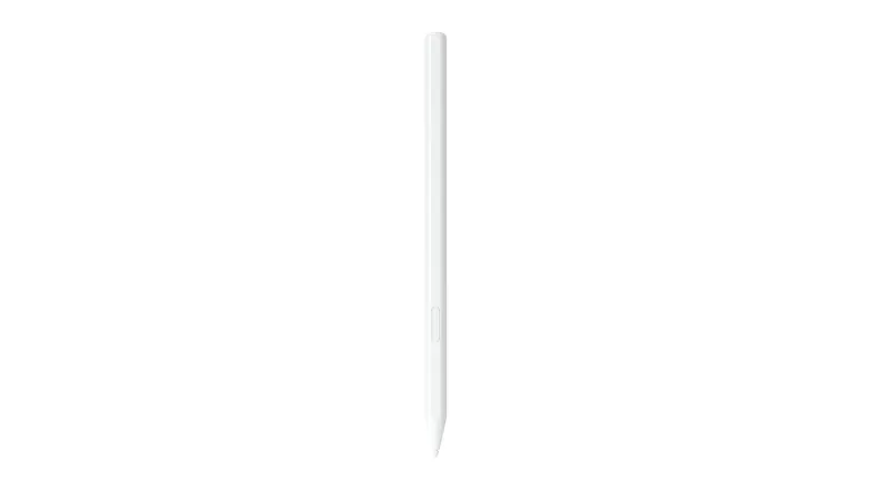 A white S Pen with hexagonal body and side button A white S Pen with hexagonal body and side button