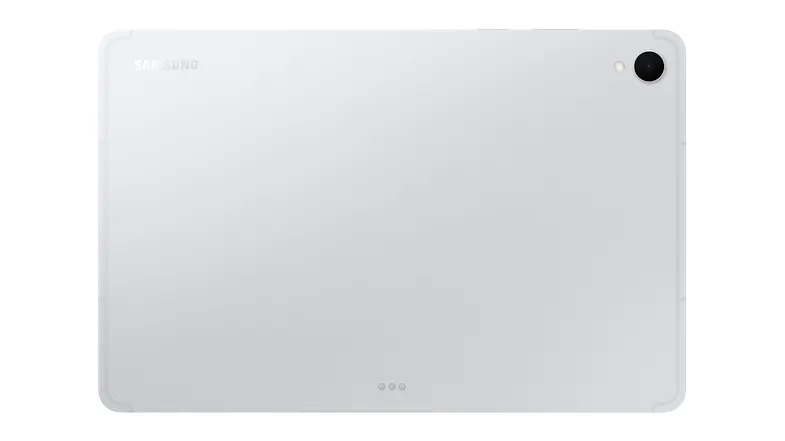Back of the Galaxy Tab S11 in silver with a single rear camera Back of the Galaxy Tab S11 in silver with a single rear camera