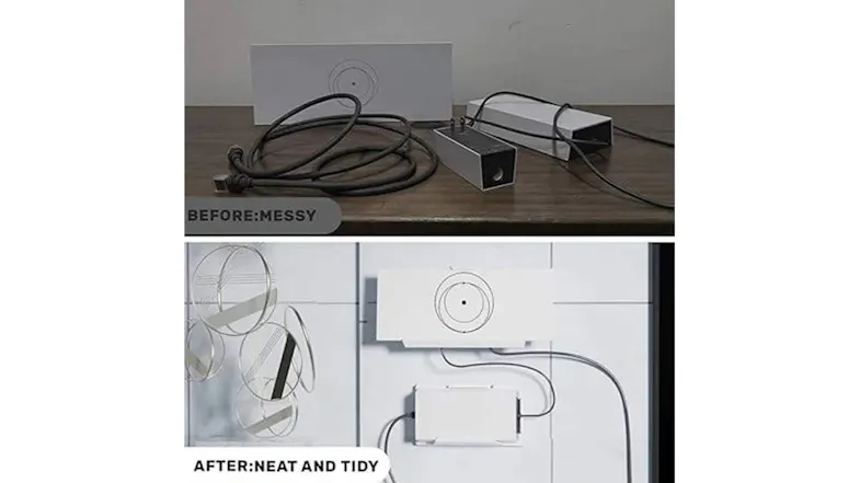 A comparison of messy, signal-blocking cables vs. a clean wall-mounted setup A comparison of messy, signal-blocking cables vs. a clean wall-mounted setup