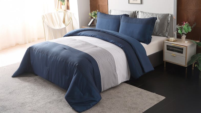 Stamford Navy 3 Piece Comforter Set - King Stamford Navy 3 Piece Comforter Set - King