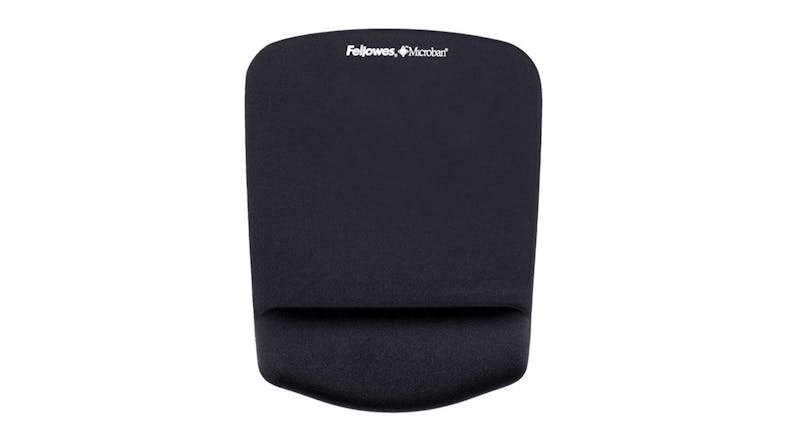 Black Fellowes PlushTouch mouse pad with cushioned wrist rest Black Fellowes PlushTouch mouse pad with cushioned wrist rest