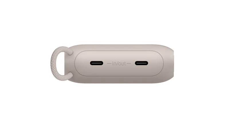 A top view of Belkin BoostCharge with dual USB-C ports and a fabric strap A top view of Belkin BoostCharge with dual USB-C ports and a fabric strap