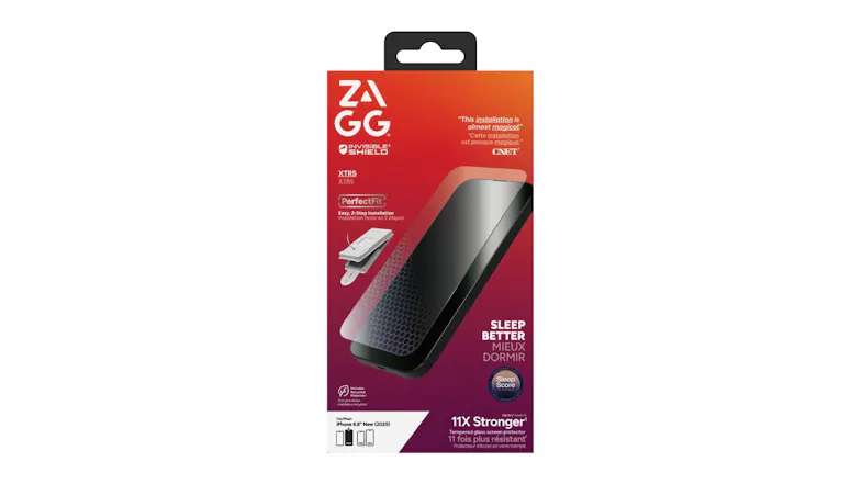 Zagg InvisibleShield XTR5 screen protector packaging with installation and product details Zagg InvisibleShield XTR5 screen protector packaging with installation and product details
