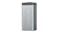 Rectangular silver battery pack with dark grey top and bottom edges Rectangular silver battery pack with dark grey top and bottom edges