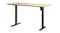 Adjustable height desk with wooden top and black metal legs Adjustable height desk with wooden top and black metal legs