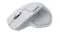 Rear angled view of white silver mouse highlighting the contoured back design for a comfortable grip Rear angled view of white silver mouse highlighting the contoured back design for a comfortable grip