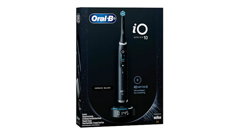 A box packaging of the Oral-B iO Series 10 electric toothbrush A box packaging of the Oral-B iO Series 10 electric toothbrush