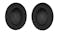 Pair of black ear cushions with 'L' and 'R' markings Pair of black ear cushions with 'L' and 'R' markings