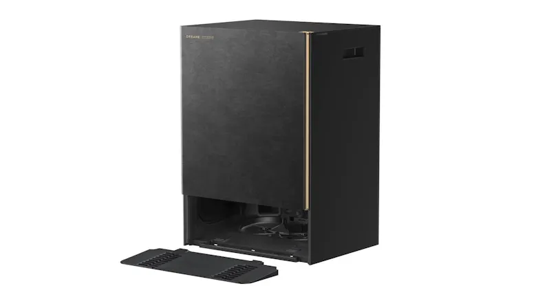Rear view of docking station with back panel removed, revealing internal components Rear view of docking station with back panel removed, revealing internal components