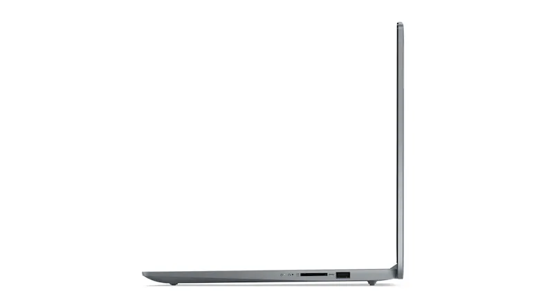 Left-side view of the Lenovo IdeaPad laptop showing USB and microSD card slots Left-side view of the Lenovo IdeaPad laptop showing USB and microSD card slots