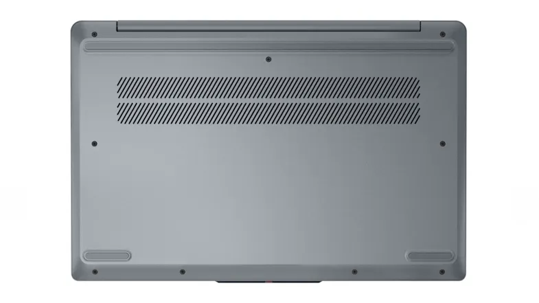Underside view of the IdeaPad laptop showing vent grille and rubber feet Underside view of the IdeaPad laptop showing vent grille and rubber feet