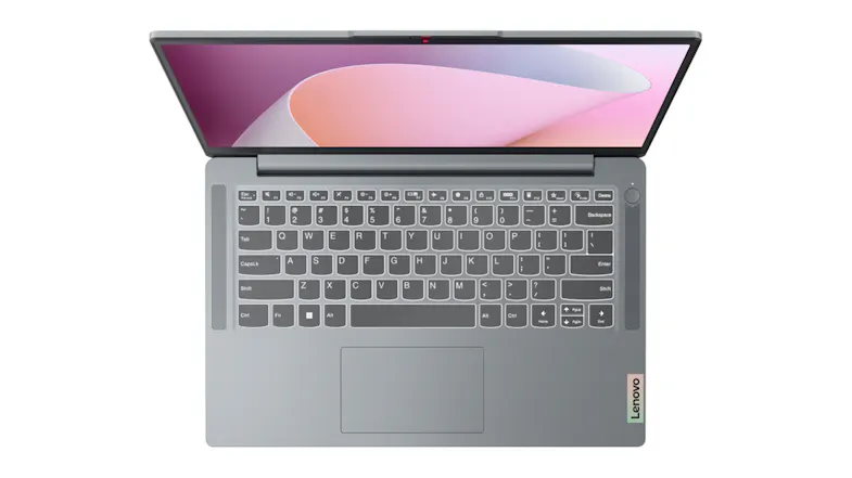 A top-down view of the grey laptop showing the numeric pad and touchpad A top-down view of the grey laptop showing the numeric pad and touchpad