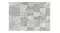 Rectangular rug with a blocky, abstract design in various shades of grey. Rectangular rug with a blocky, abstract design in various shades of grey.