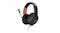 Black Turtle Beach headset with orange headband accent and flexible boom microphone Black Turtle Beach headset with orange headband accent and flexible boom microphone