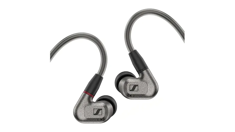 A pair of grey Sennheiser IE 600 premium wired in-ear headphones A pair of grey Sennheiser IE 600 premium wired in-ear headphones