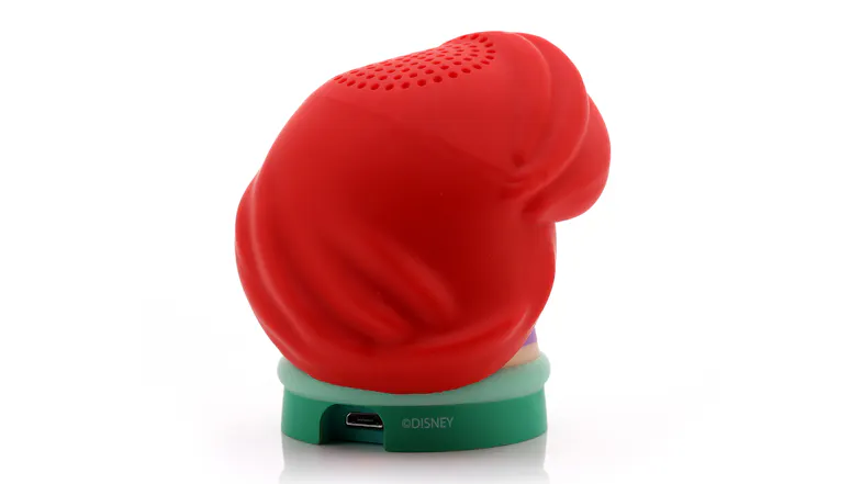 A right-facing angled rear view of the ariel portable blutooth speaker A right-facing angled rear view of the ariel portable blutooth speaker