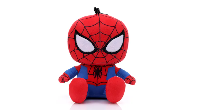 An adorable Spiderman speaker front-facing, highlighting its detailed design An adorable Spiderman speaker front-facing, highlighting its detailed design