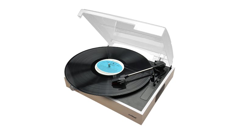 Ultra slim USB turntable with clear lid, featuring tonearm and control panel Ultra slim USB turntable with clear lid, featuring tonearm and control panel