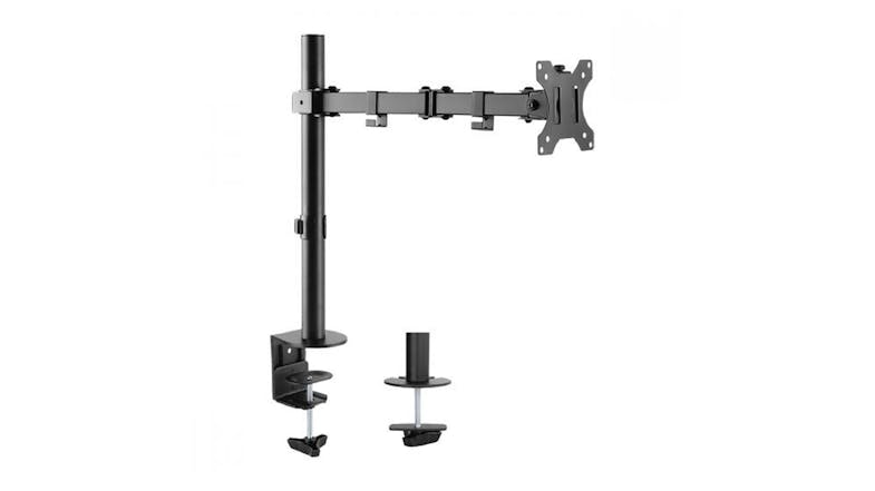 A Single Screen Double Joint Monitor Arms with a clamp and an adjustable VESA mount A Single Screen Double Joint Monitor Arms with a clamp and an adjustable VESA mount