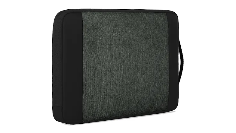 A laptop sleeve positioned at a slightly right angle A laptop sleeve positioned at a slightly right angle