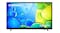 Front view of a Samsung Full HD TV displaying bright blue and yellow abstract bubbles Front view of a Samsung Full HD TV displaying bright blue and yellow abstract bubbles